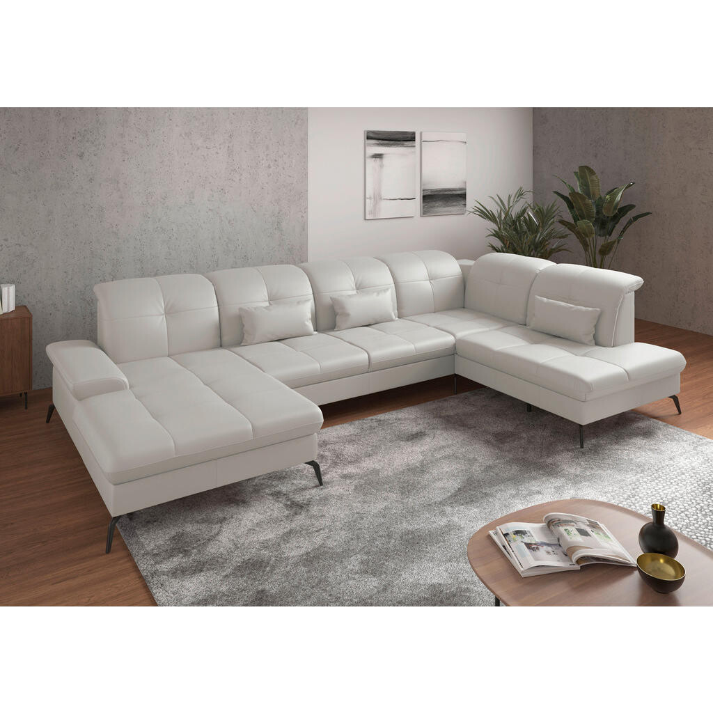 Sit & More SEDACIA SÚPRAVA, textil, koža, biela