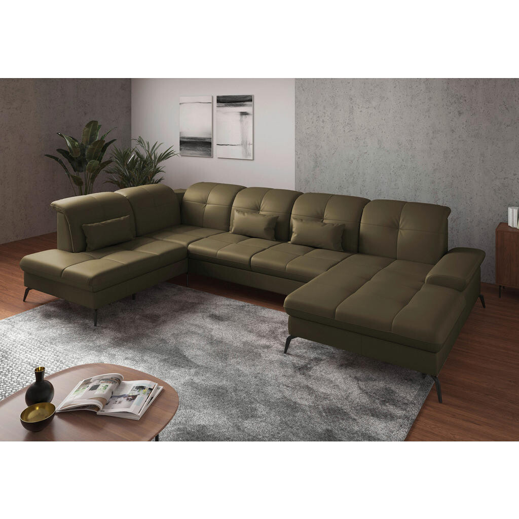 Sit & More SEDACIA SÚPRAVA, textil, koža, olivovozelená