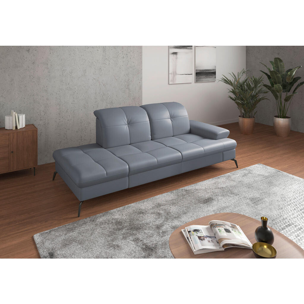 Sit & More LEŇOŠKA, textil, koža, sivomodrá