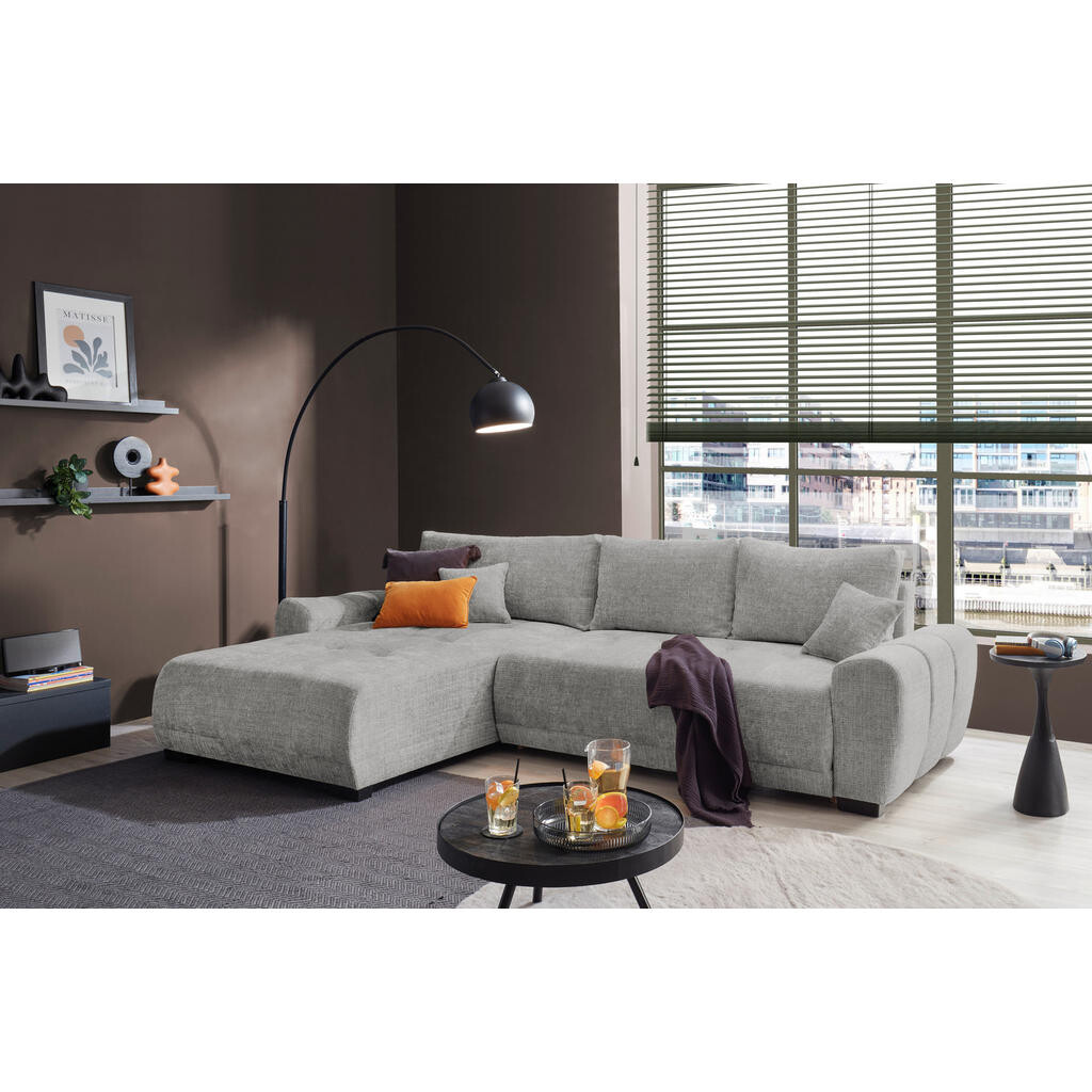 Livetastic ROZKLADACIA ROHOVÁ SEDAČKA, textil, strieborná