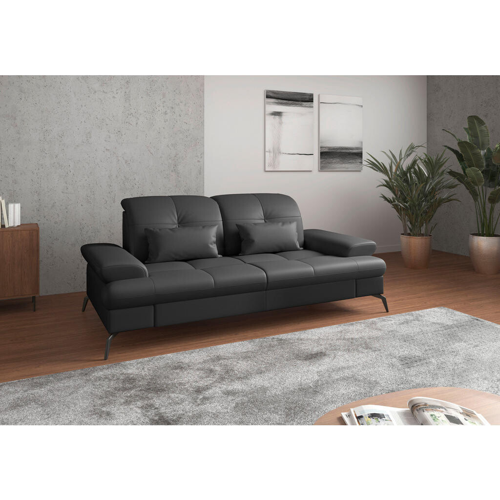 Sit & More 2,5-MIESTNA POHOVKA, čierna, kombinácia pravá koža/látka