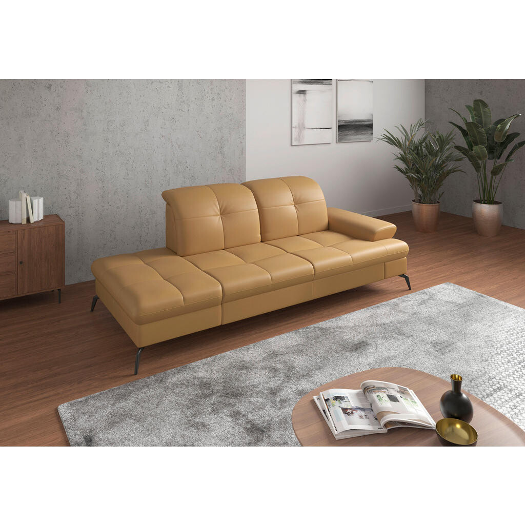 Sit & More LEŇOŠKA, textil, koža, kari žltá