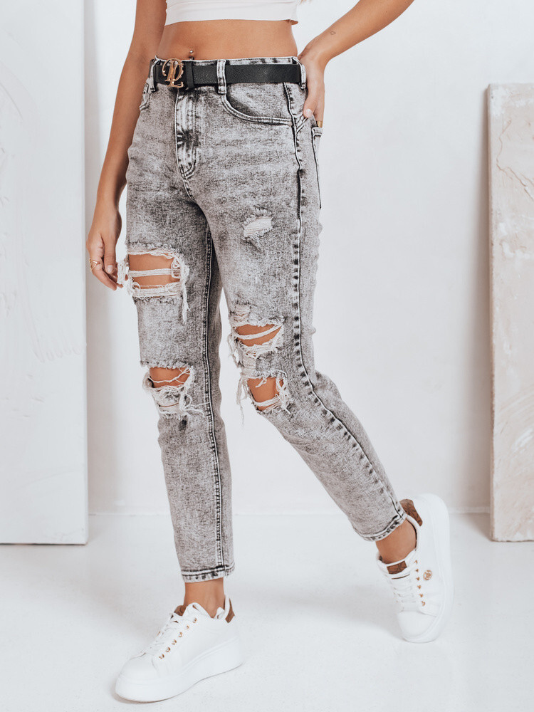 Dámske push up džínsy s dierami sivé FashionStreet UY2780 XL/42