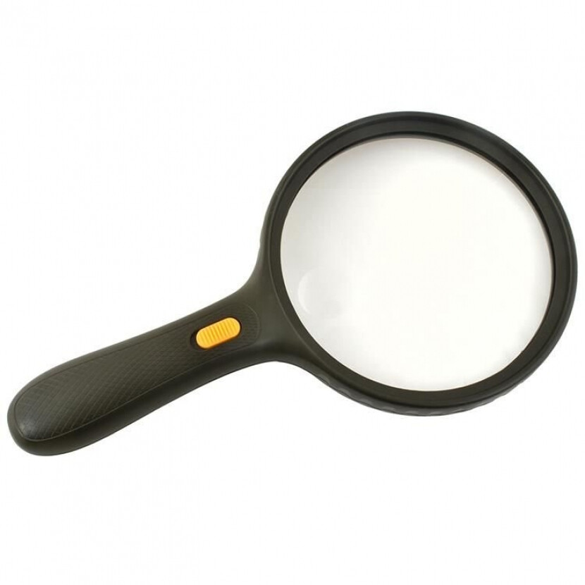 Lupa 3 LED 15 cm - čierna