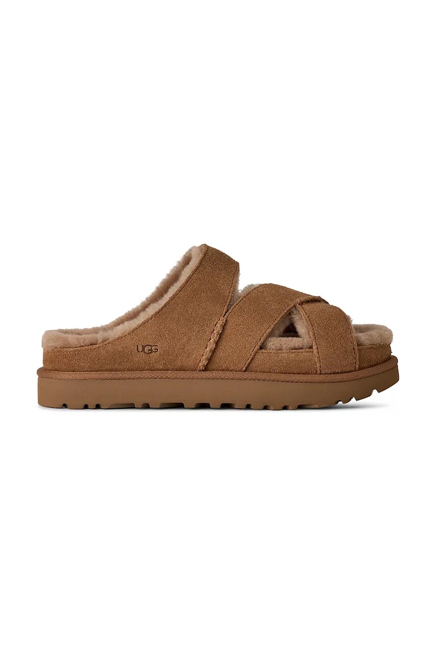 Semišové šľapky UGG W Greenport Cross Strap Slide