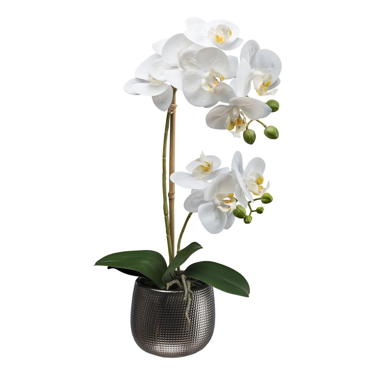 Orchidea v keramickom kvetináči, 48 cm, biela
