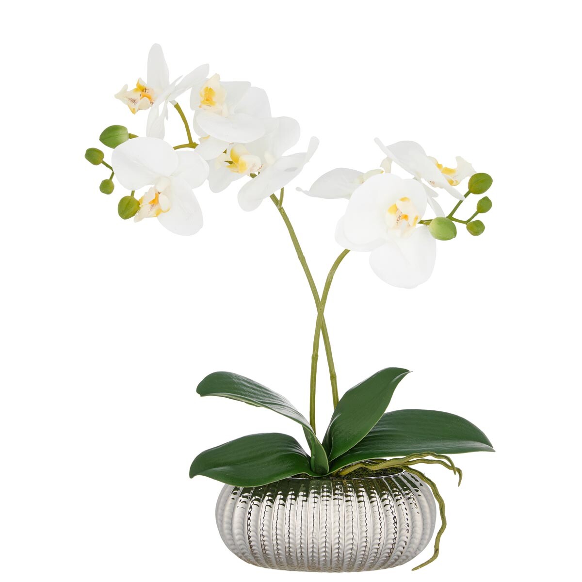 Umelá orchidea Phalaenopsis, 38 cm, biela