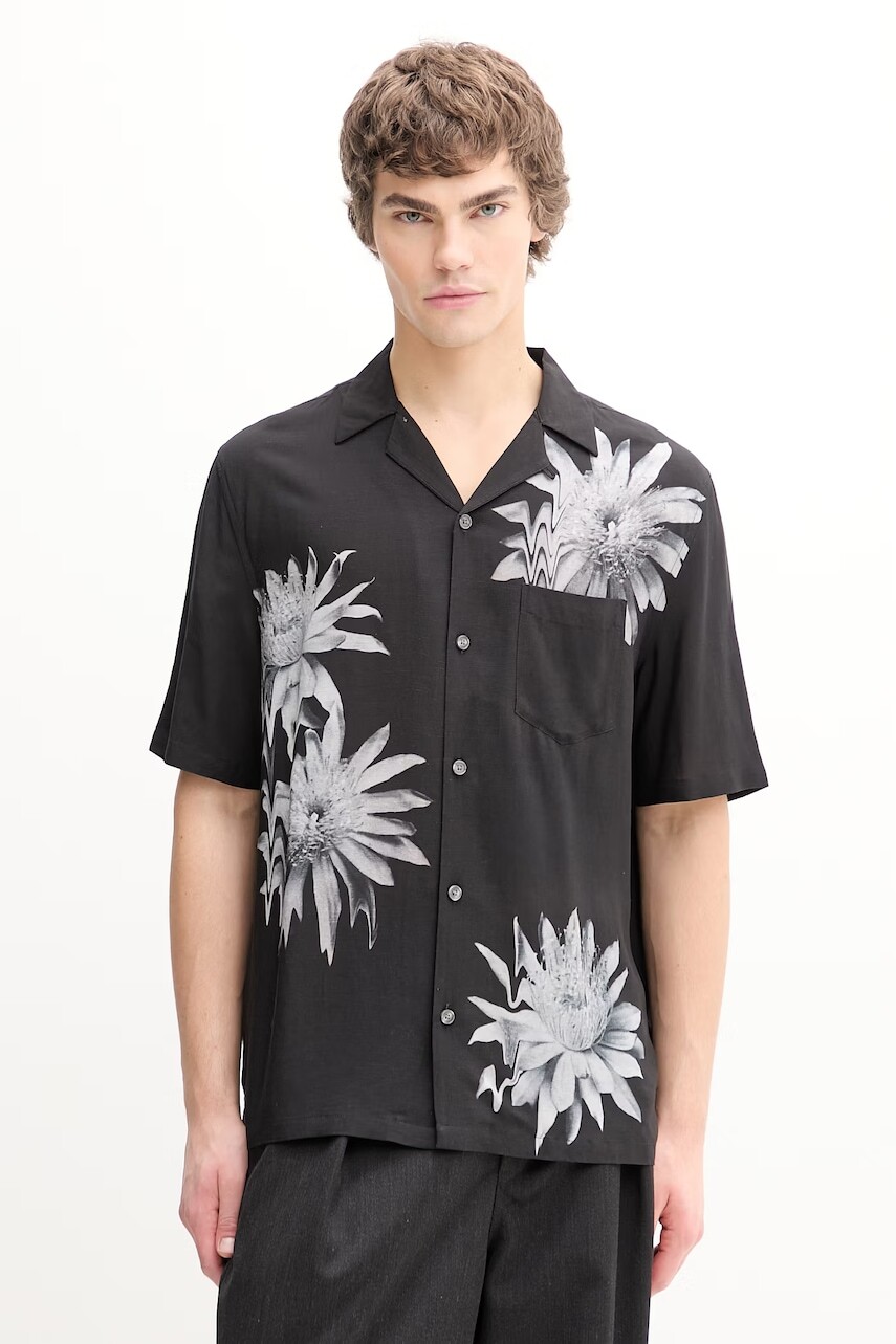 Košeľa s prímesou ľanu AllSaints FLORAZE