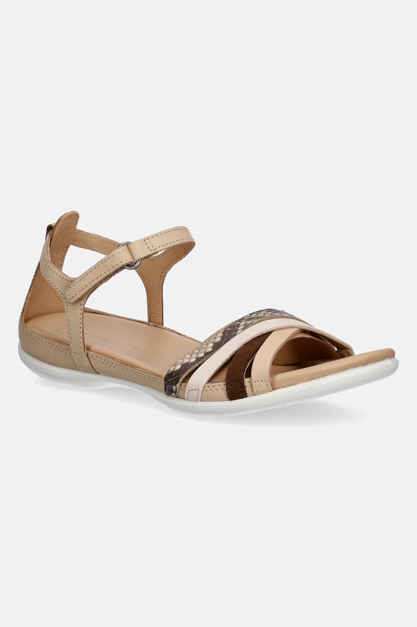 Ecco sandále na plochom podpätku dámske kožené Flash