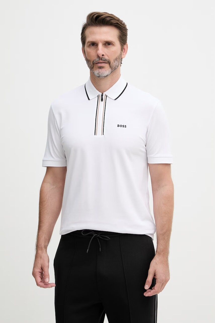 BOSS Green polo tričko pánske bavlnené s elastanom