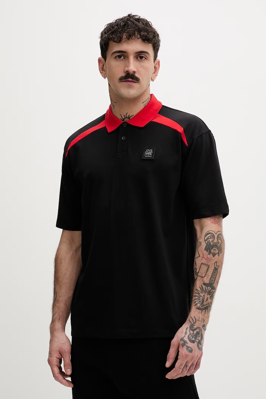 HUGO tričko pánske bavlnené s elastanom Dunios_RB