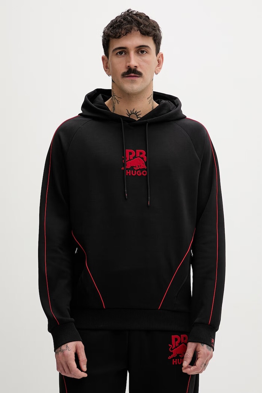 HUGO mikina s kapucňou pánska bavlnená s elastanom Dofrentis_RB