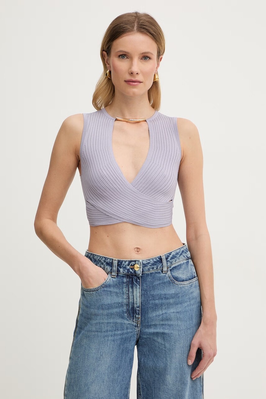 Elisabetta Franchi Zavinovacia blúzka dámska z viskózy