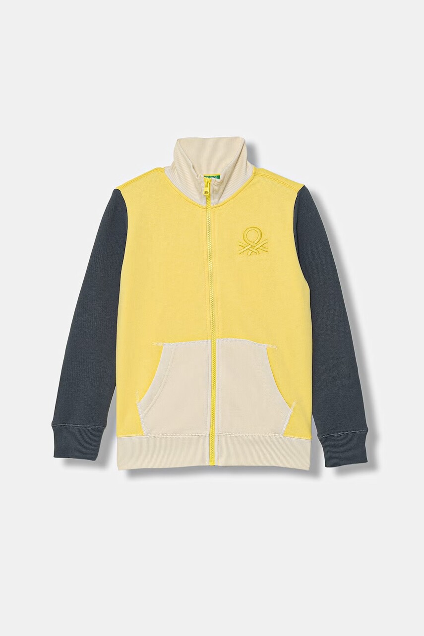 United Colors of Benetton mikina na zips s kapucňou detská bavlnená