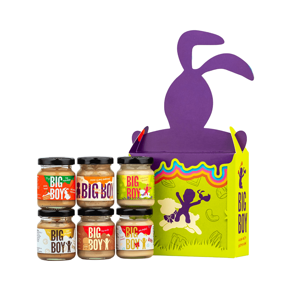 BIG BOY Veľkonočný zajačik sada orechových krémov 6 x 55 g