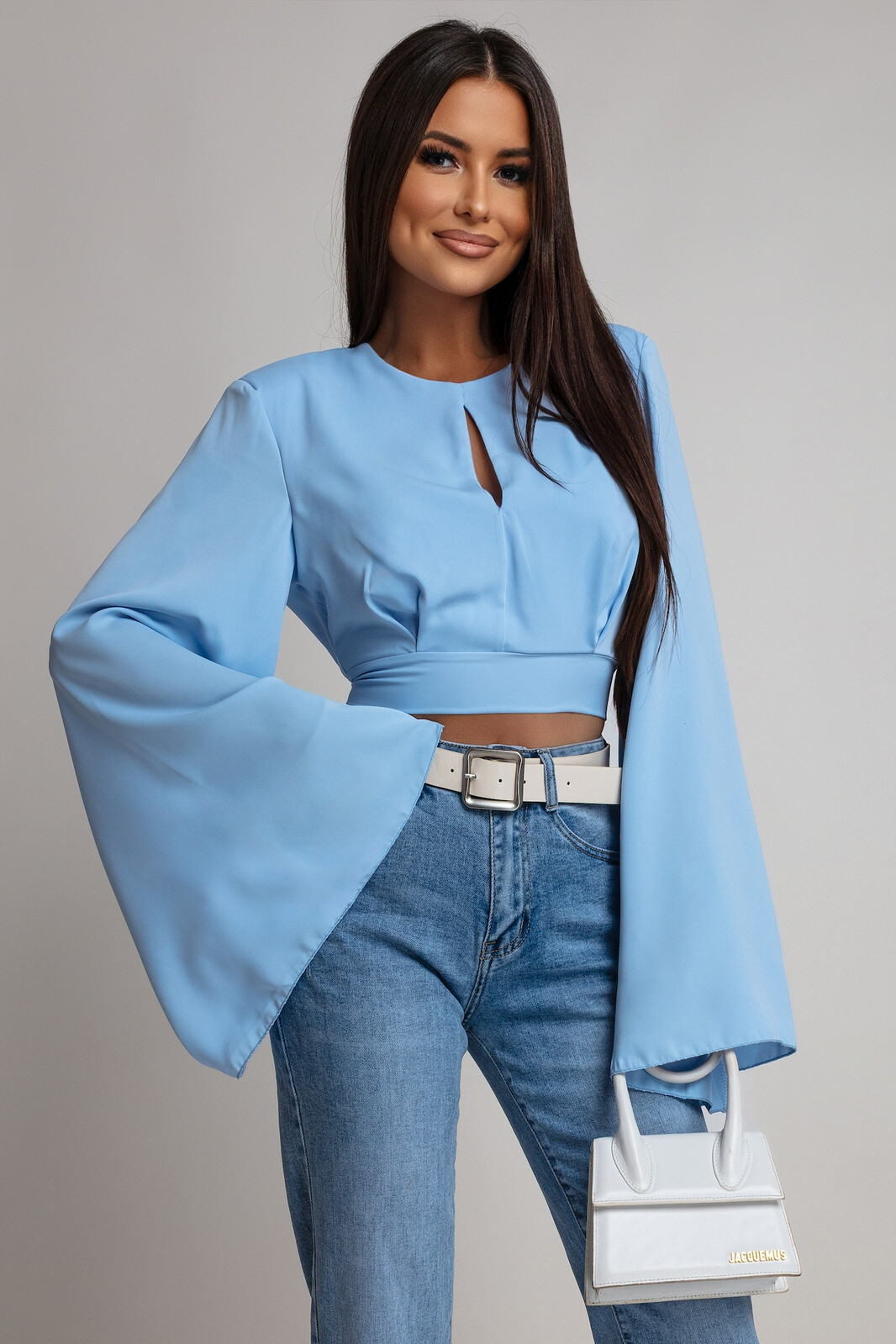 Azzurra Svetlomodrá blúzka s odhaleným chrbtom Veľkosť: UNI