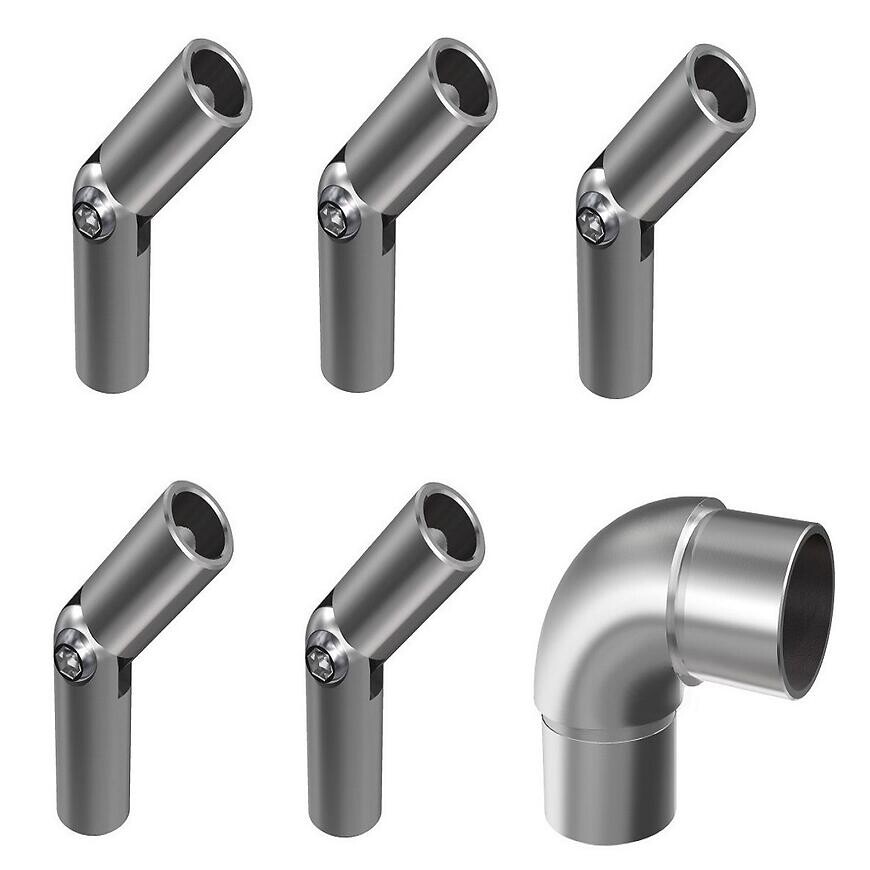 Koleno regulovateľné 1x42.4 mm + 5x12mm nehrdz. oceľ