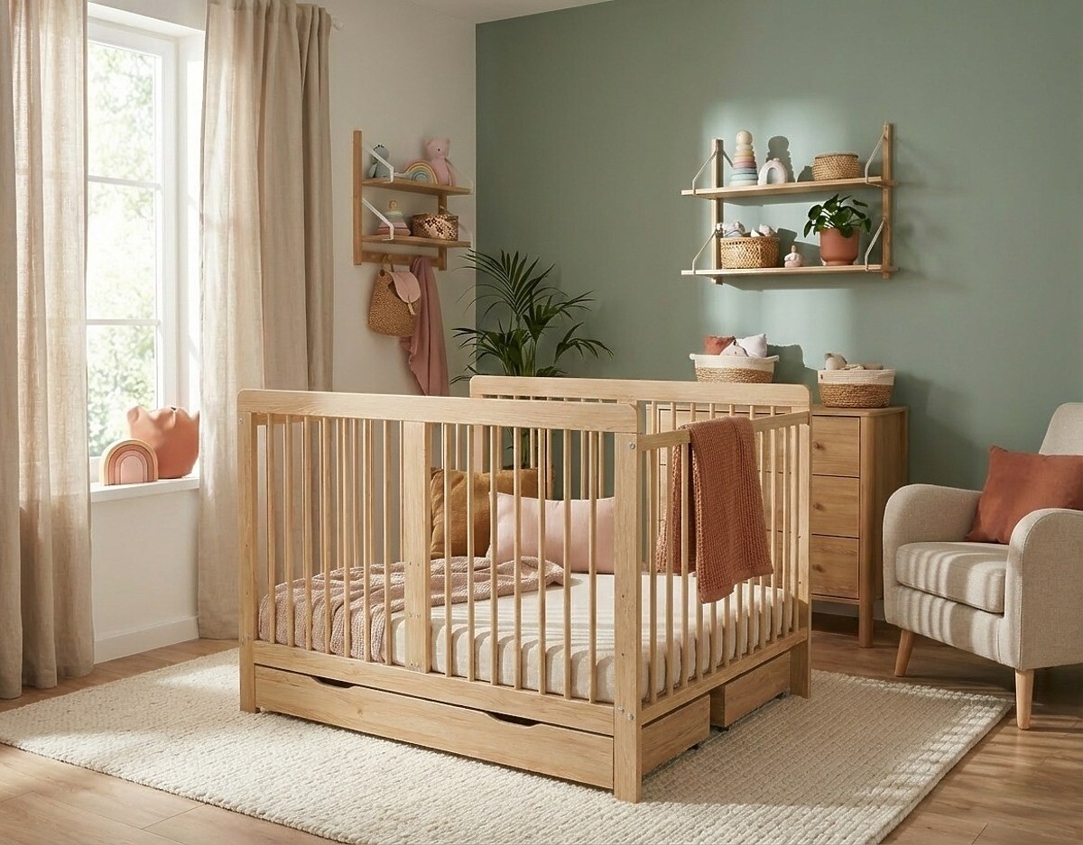 Ourbaby® Wooden crib for twins – natural