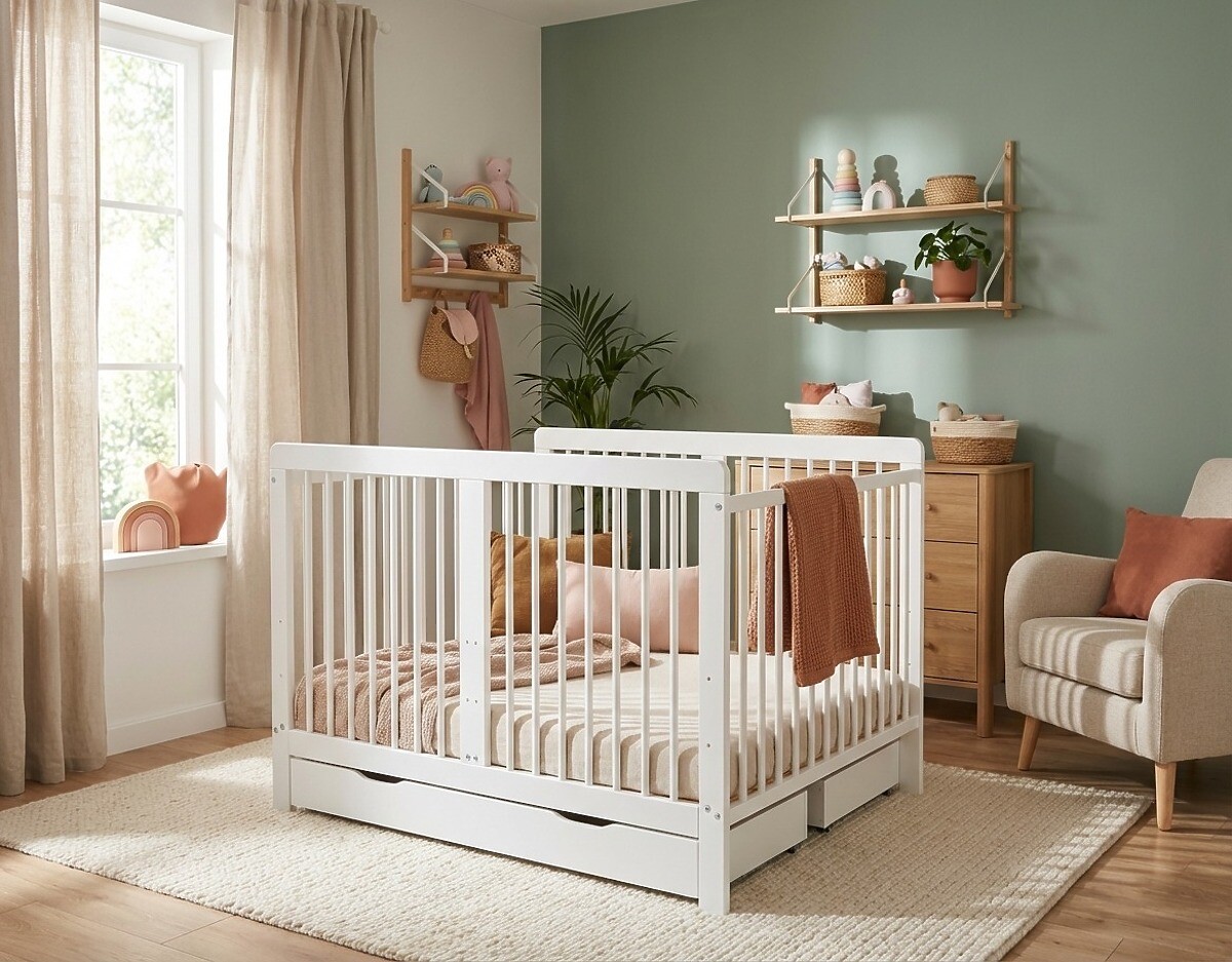 Ourbaby® Wooden crib for twins - white