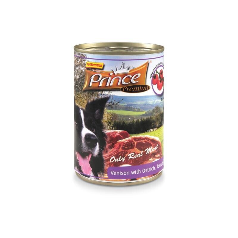 PRINCE PREMIUM ZVĚŘINA/PŠTROS, RAJČE A MRKEV 400g