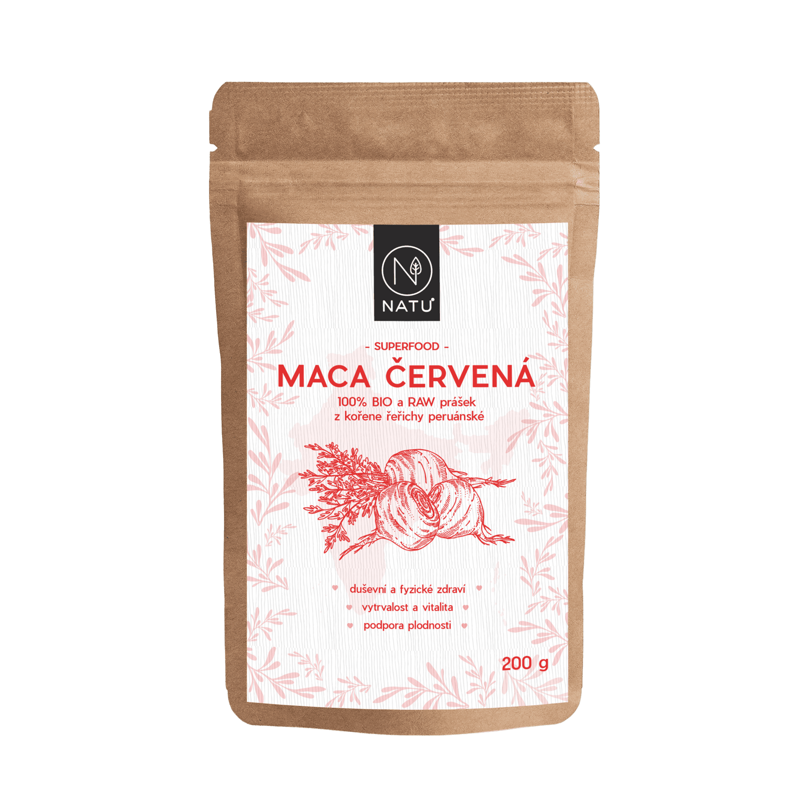 NATU Maca červená BIO prášok 200 g