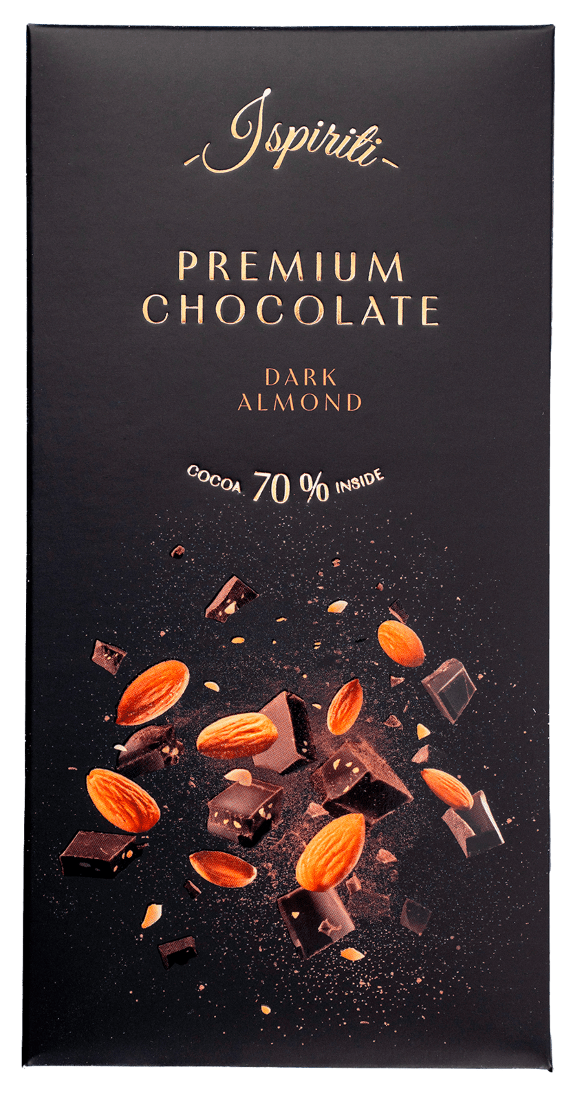 ISPIRITI Horká čokoláda 70% s kúskami mandlí 80 g