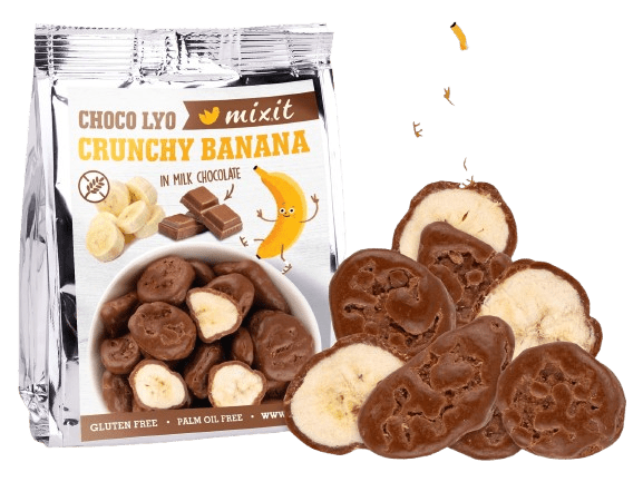 MIXIT Chrumkavé banániky v čokoláde do vrecka 70 g