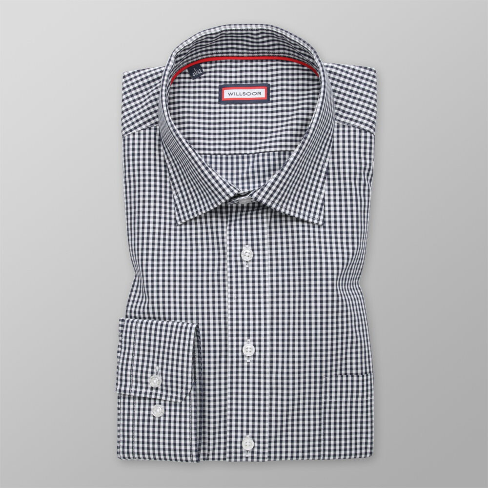 Pánska košeľa klasická s tmavomodrým kockovaným vzorom 12151