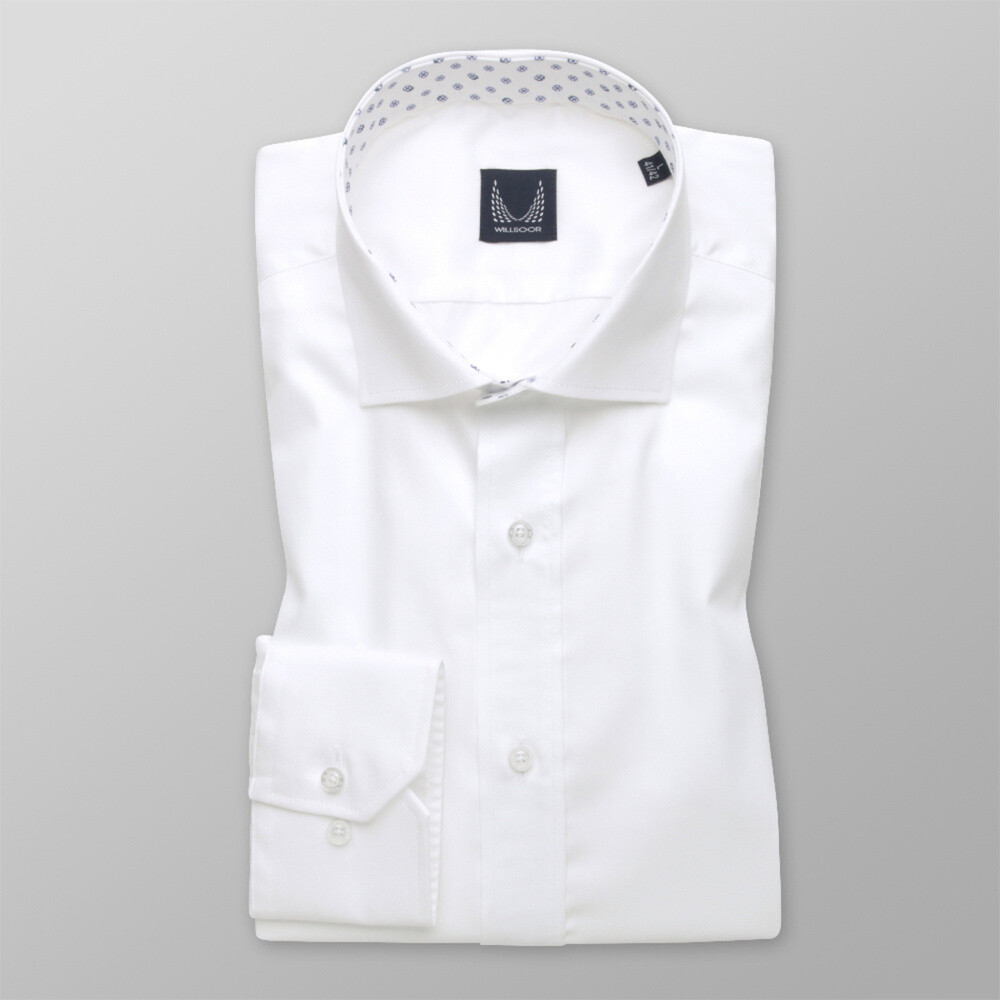 Pánska košeľa Slim Fit biela s kvetinovými prvkami 12991