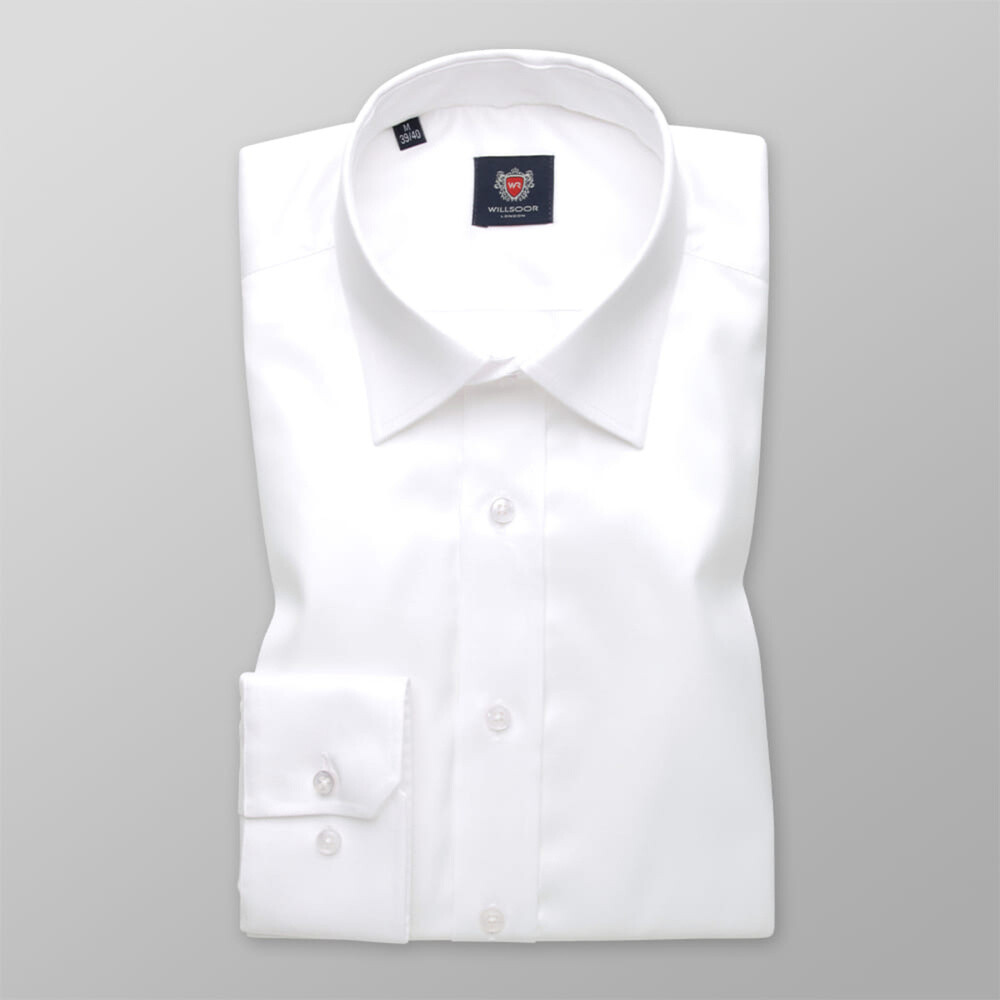 Pánska košeľa slim fit bielej farby s hladkým vzorom 13440