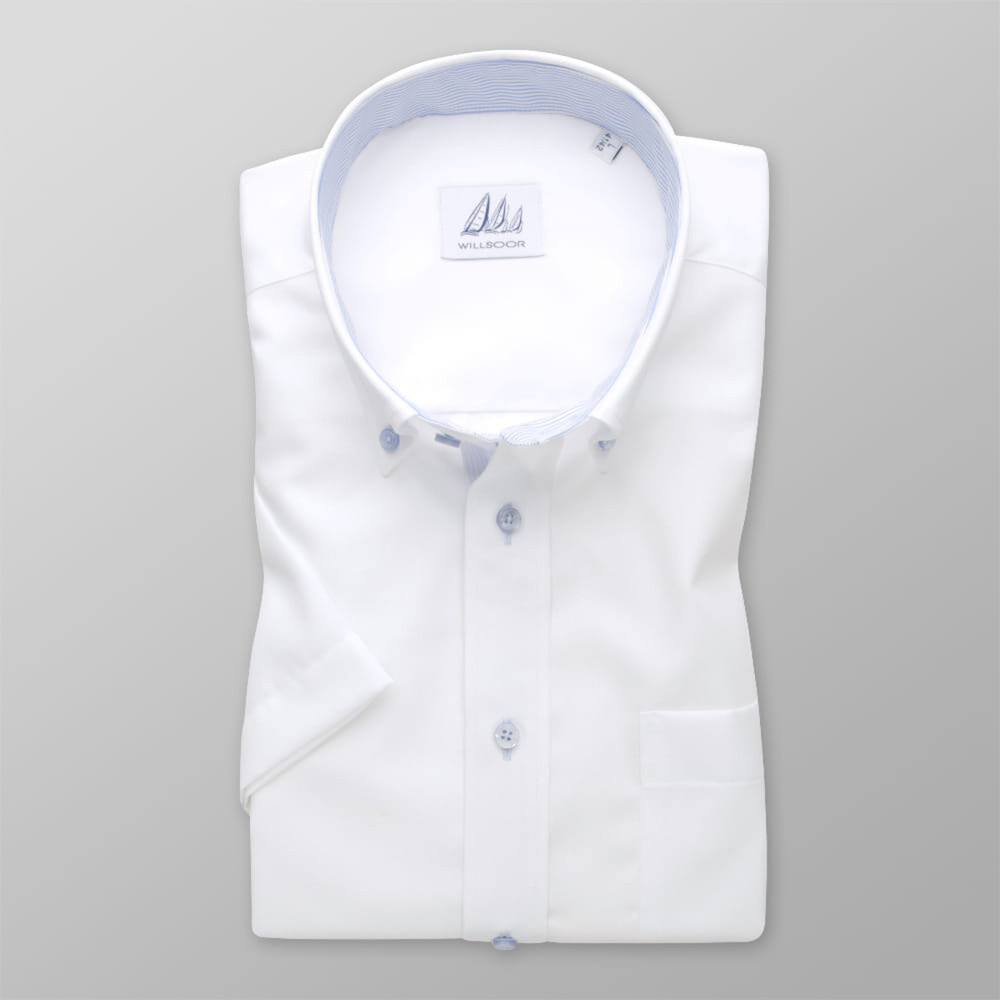 Klasická pánska košeľa bielej farby so svetlomodrými prvkami 14041