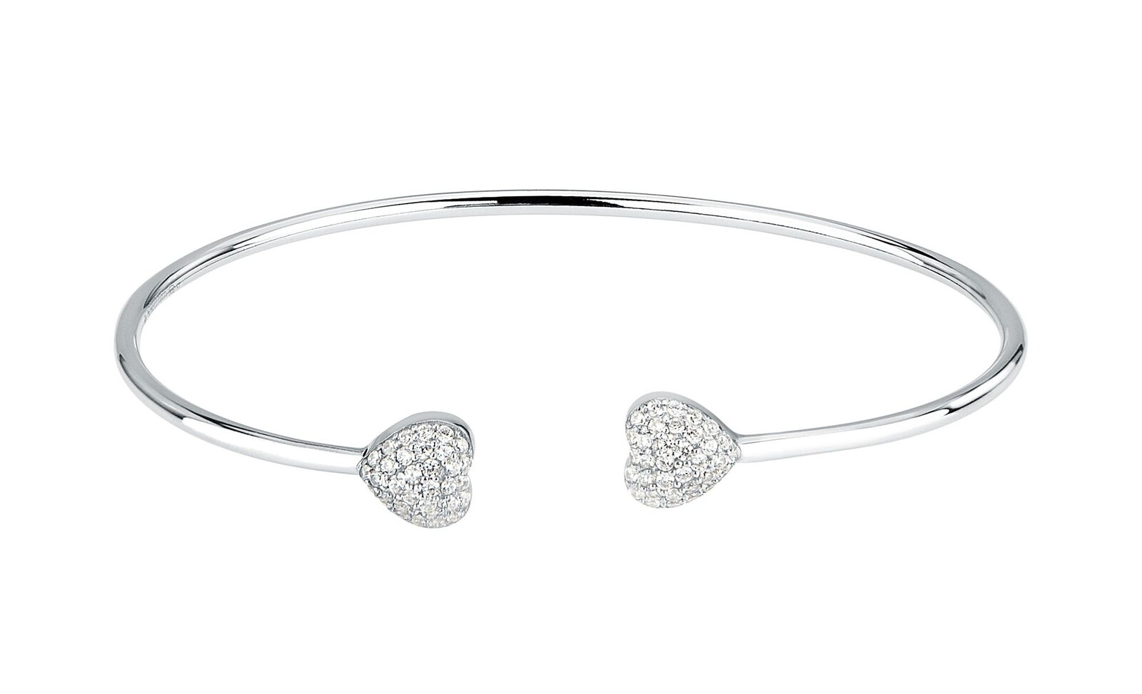 Morellato Strieborný pevný náramok so zirkónmi Srdiečka Nobile SAZK06