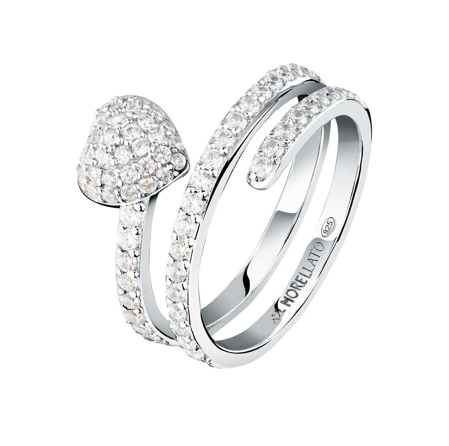 Morellato Otvorený strieborný prsteň Srdce so zirkónmi Nobile SAZK070 56 mm