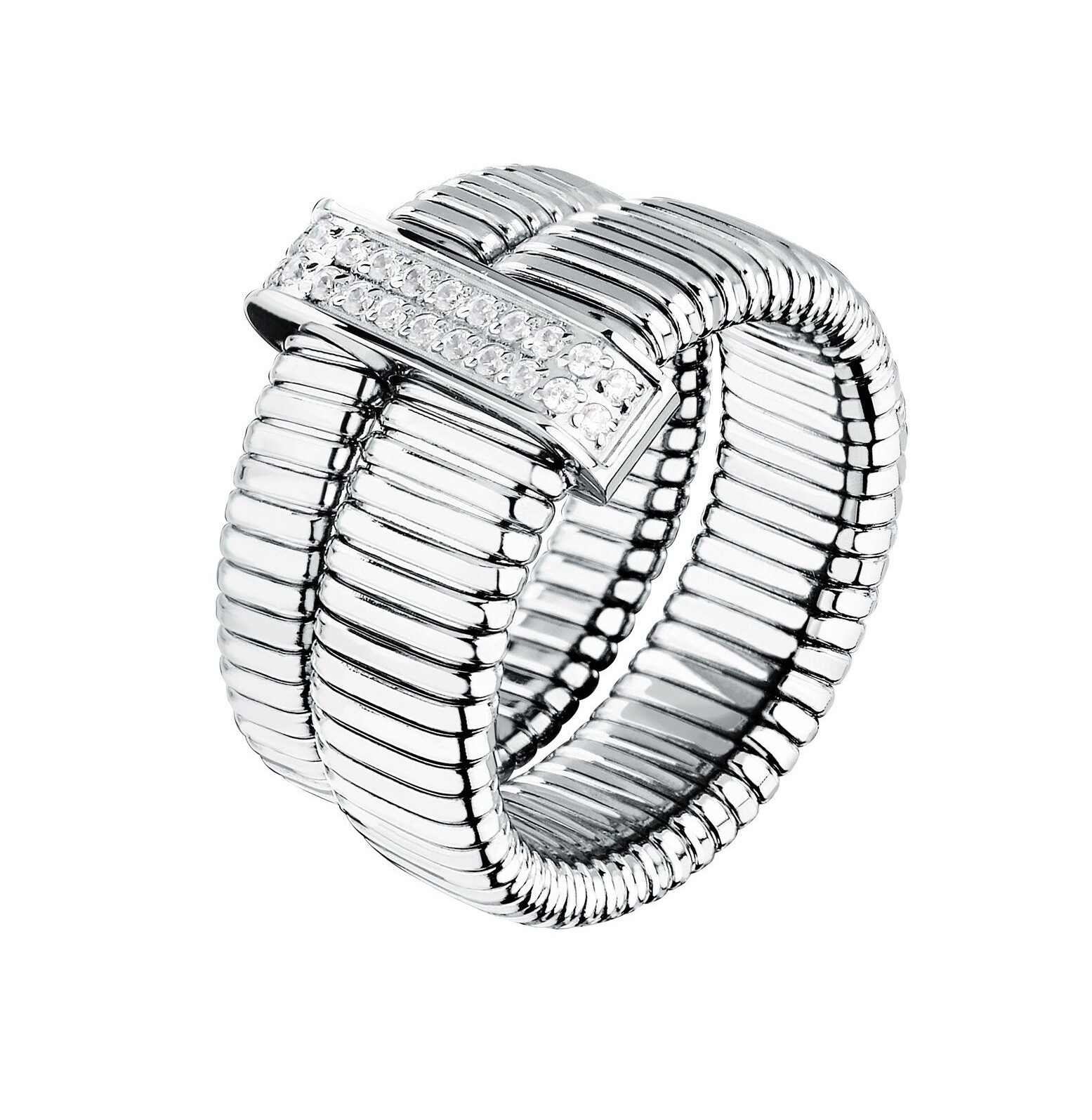 Morellato Dvojitý oceľový prsteň s kryštálmi Onda SAZP100 56 mm