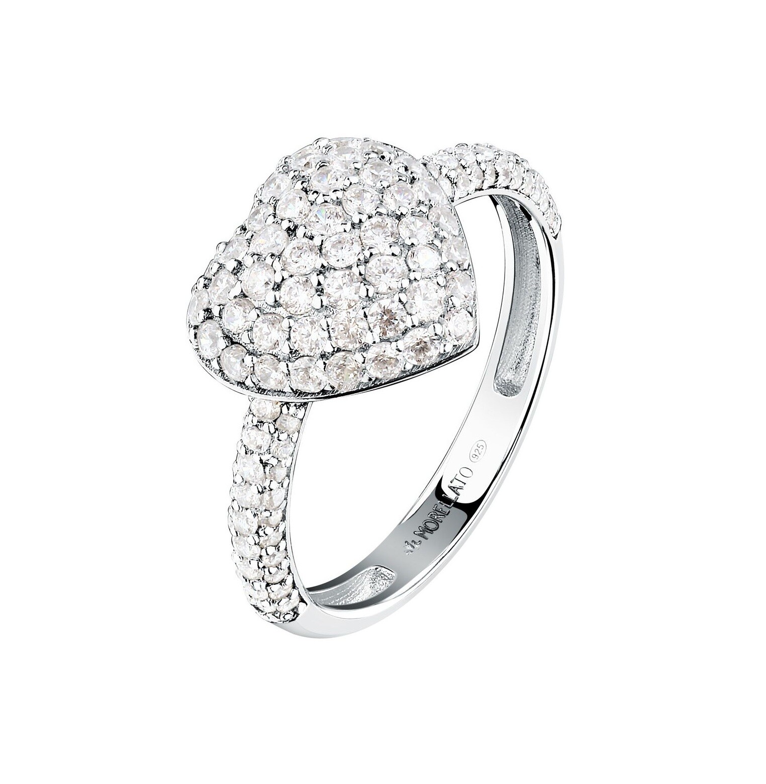 Morellato Blyštivý strieborný prsteň Srdce Nobile SAZK030 56 mm