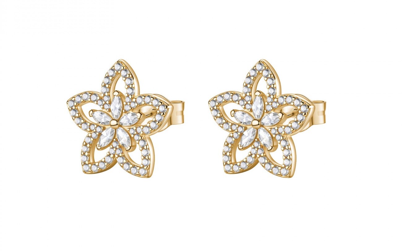 Rosato Pozlátené náušnice Kvety s kubickými zirkónmi Gaia RZGA95