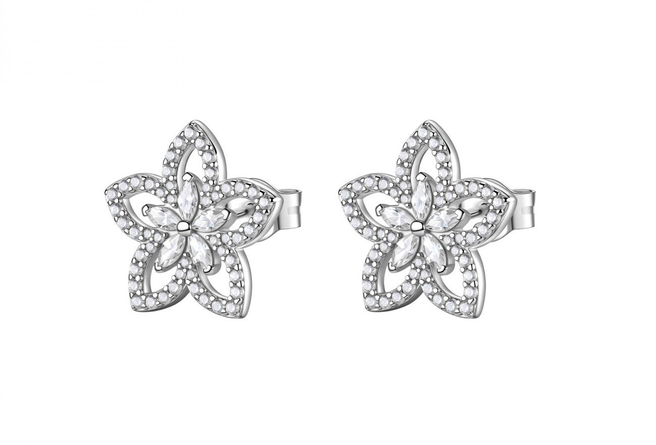 Rosato Strieborné náušnice Kvety s kubickými zirkónmi Gaia RZGA94