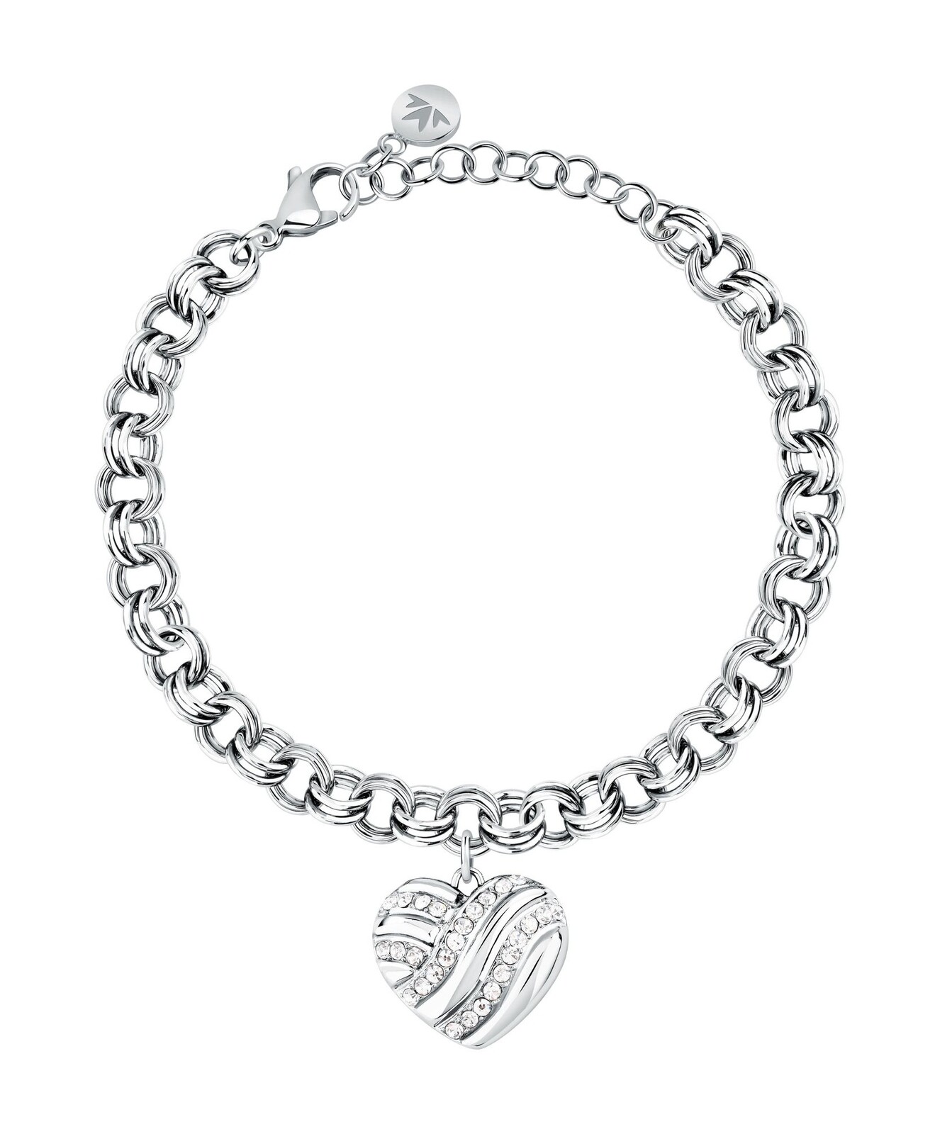 Morellato Dámsky oceľový náramok Srdce s kryštálmi Battito SAZQ05