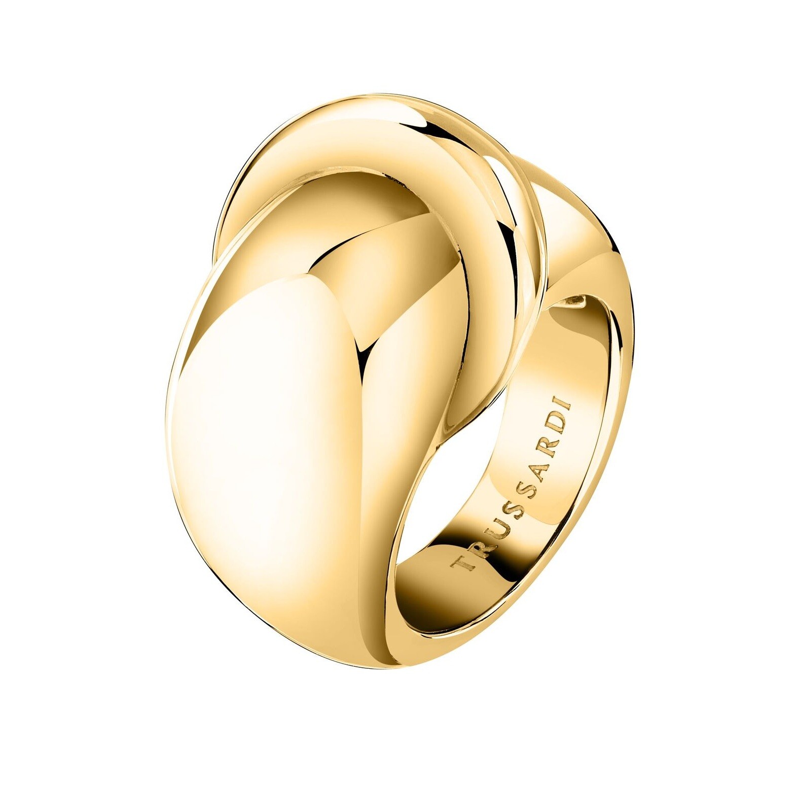 Trussardi Masívny pozlátený prsteň z ocele T-Bold TJBJV060 54 mm