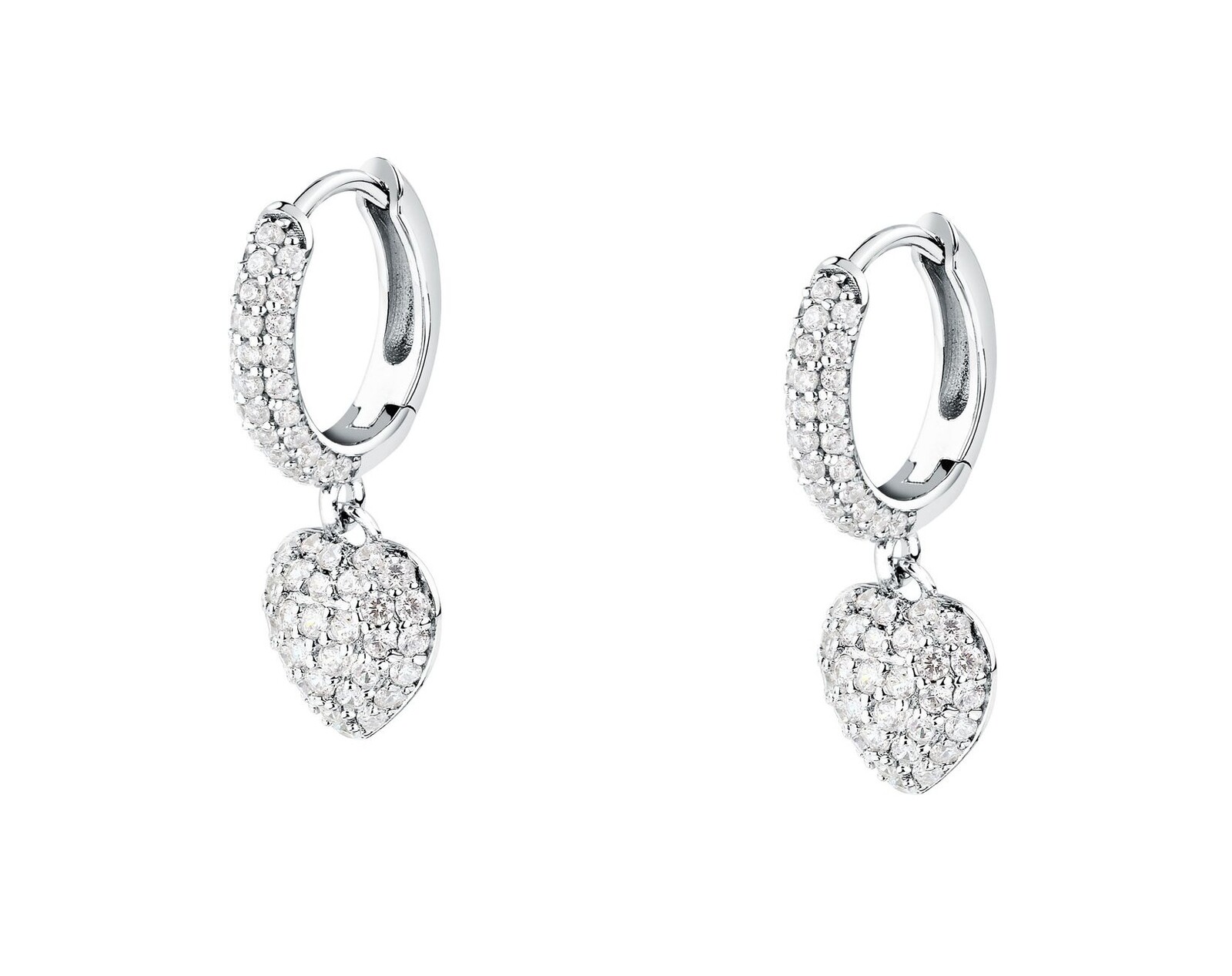 Morellato Strieborné kruhové náušnice Srdiečka so zirkónmi Nobile SAZK08
