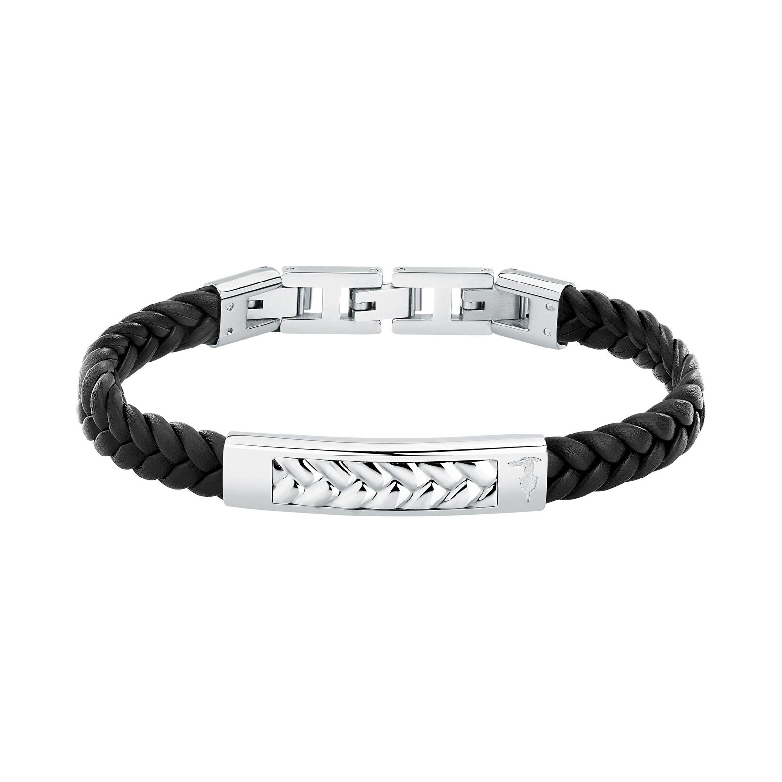 Trussardi Čierny kožený náramok pre mužov T-Leather TJAXZ21