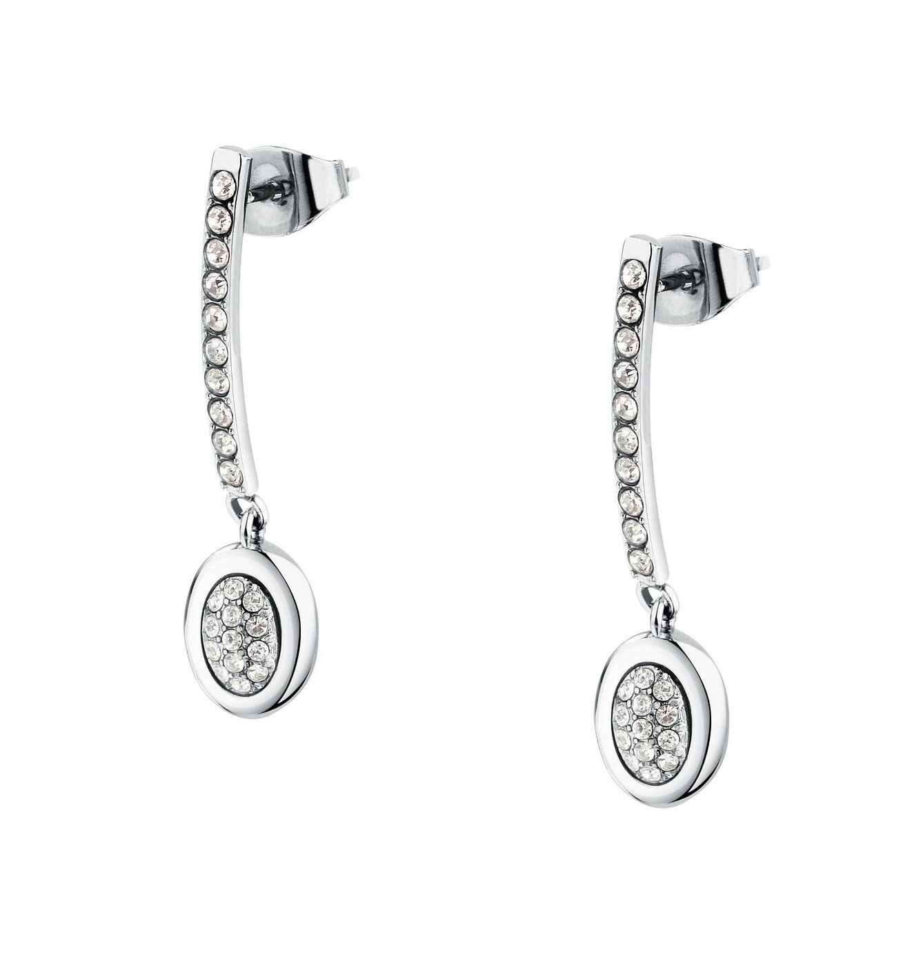 Trussardi Visiace oceľové náušnice s kryštálmi T-Concept TJAYY23