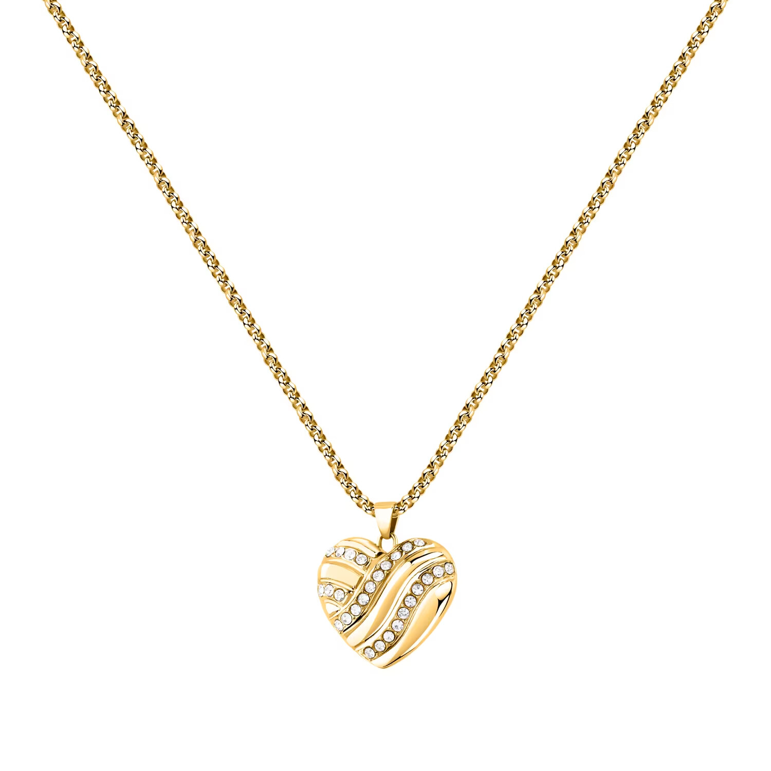 Morellato Pozlátený náhrdelník Srdce s kryštálmi Battito SAZQ02