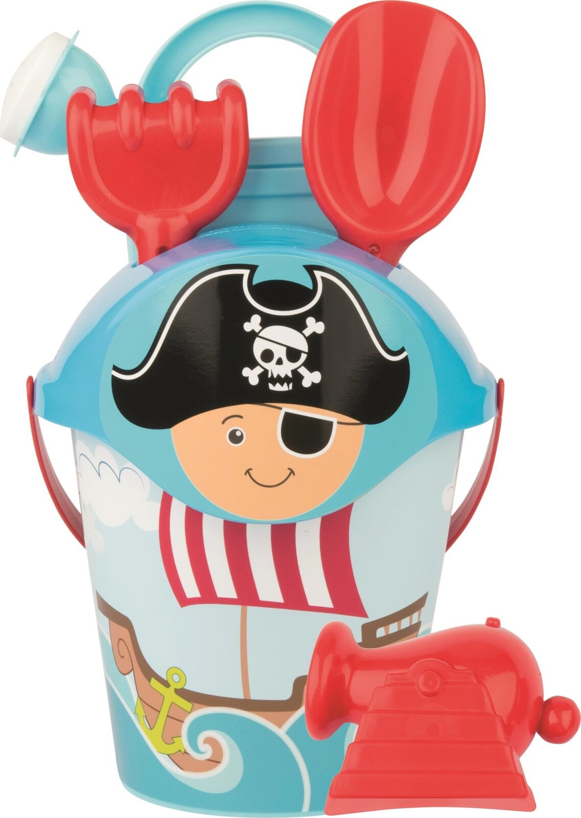 Androni Sada do piesku, piráti, modrá – stredná, pirátsky klobúk