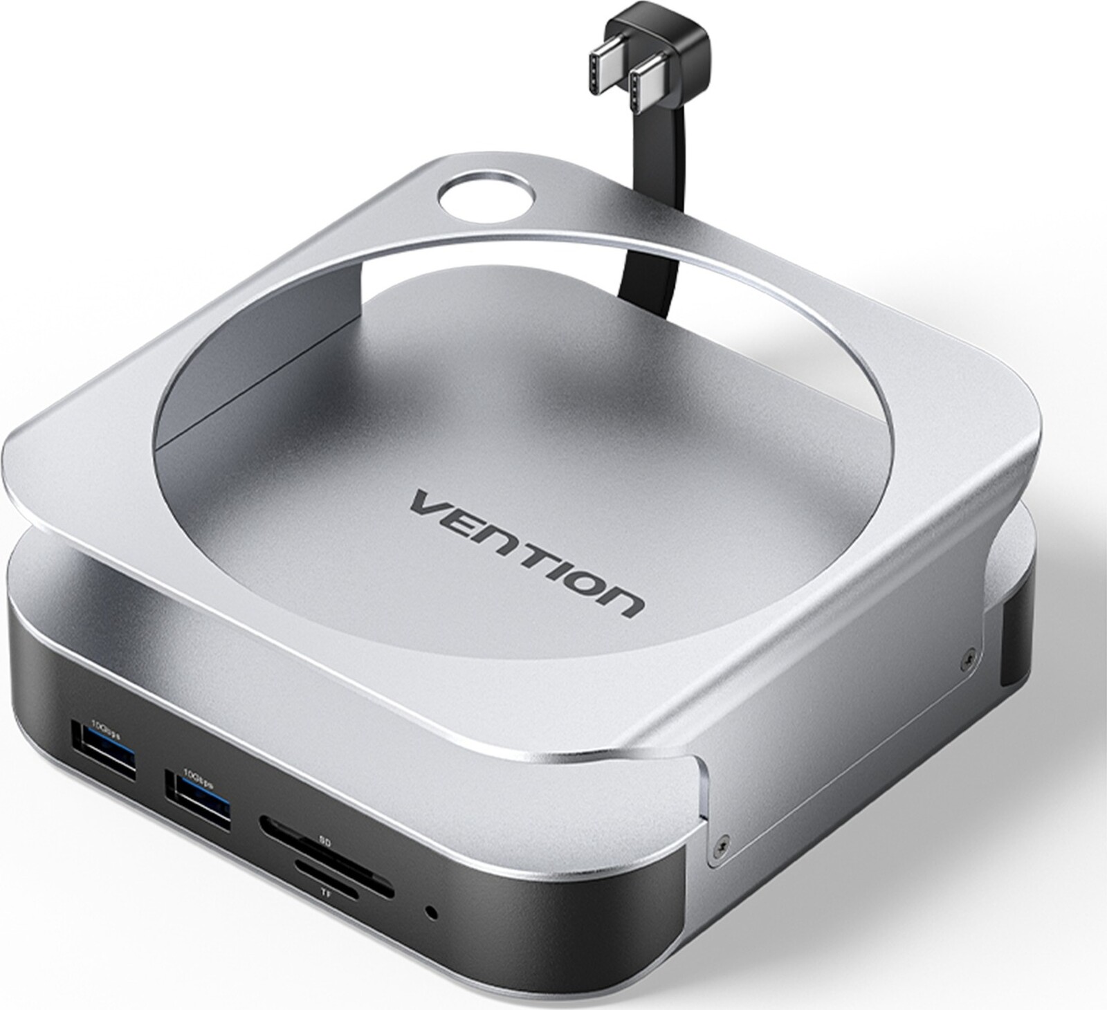 Vention USB-C*2 na DP/USB 3.2 Gen 2 Type-A*4/USB 3.2 Gen 2 Type-C/SD/TF/M.2 (NVMe)/3,5 mm TRRS Mac m