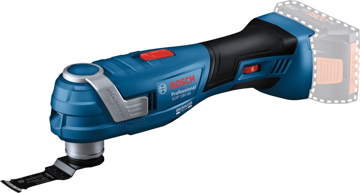 BOSCH Professional Oscilačná brúska AKU s príslušenstvom GOP 18V-34 Solo, 0.615.V00.03F (bez AKU)