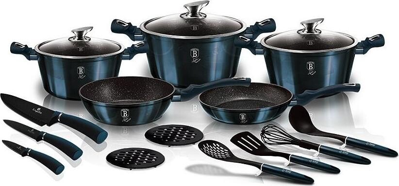 BERLINGERHAUS Sada riadu s mramorovým povrchom 17 ks Aquamarine Metallic Line