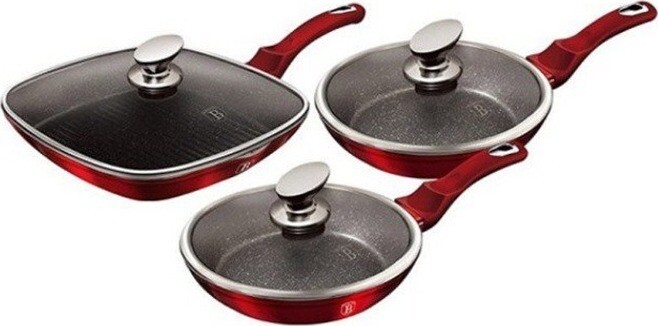 BerlingerHaus Burgundy Metallic Line Sada panvíc s mramorovým povrchom 6 ks