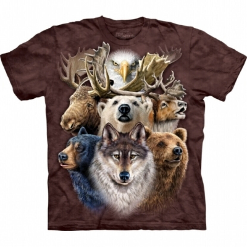 Tričko unisex The Mountain Northern Wildlife Collage - hnedé, L