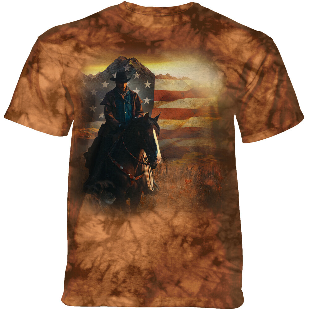 Tričko unisex The Mountain Patriotic Cowboy (kôň) - hnedé, S